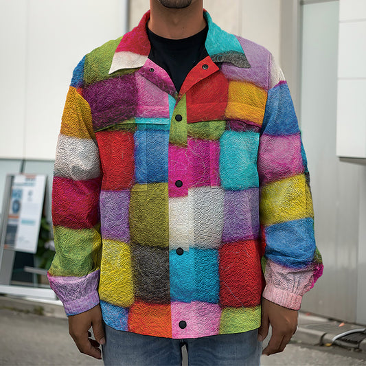 Colorful Yarn Balls Print Men's Shirt Jacket