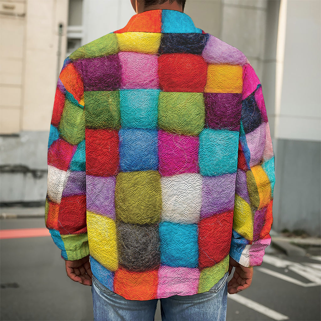 Colorful Yarn Balls Print Men's Shirt Jacket