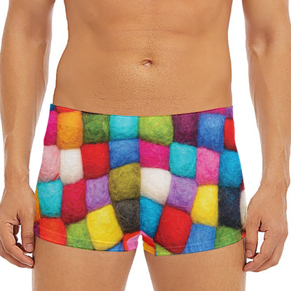 Colorful Yarn Balls Print Men's Short Boxer Briefs