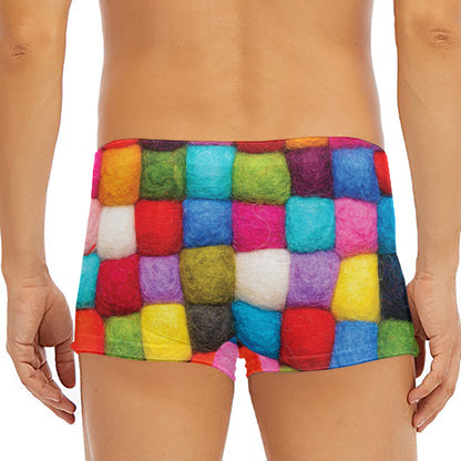 Colorful Yarn Balls Print Men's Short Boxer Briefs