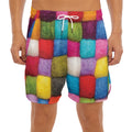 Colorful Yarn Balls Print Men's Split Running Shorts