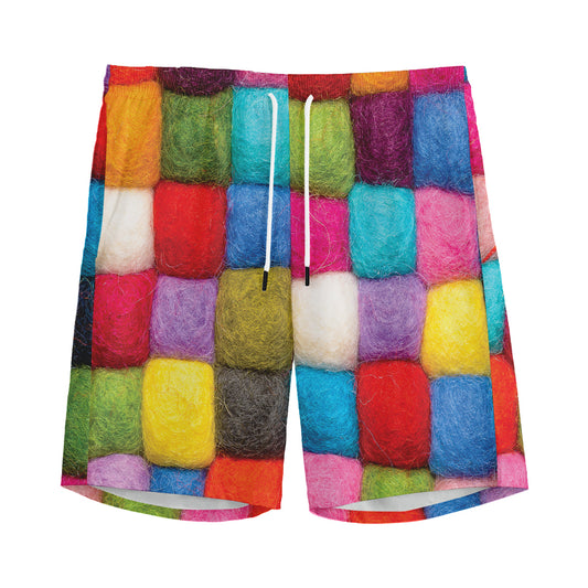 Colorful Yarn Balls Print Men's Sports Shorts