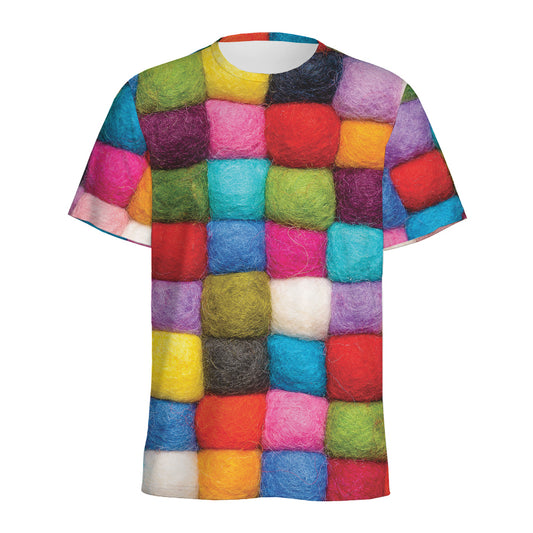 Colorful Yarn Balls Print Men's Sports T-Shirt