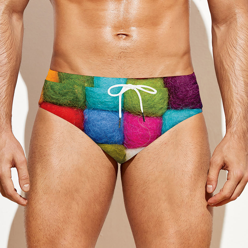 Colorful Yarn Balls Print Men's Swim Briefs