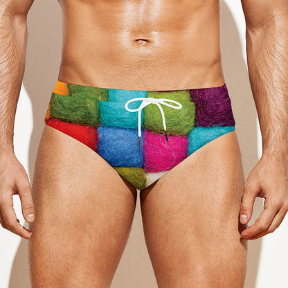 Colorful Yarn Balls Print Men's Swim Briefs