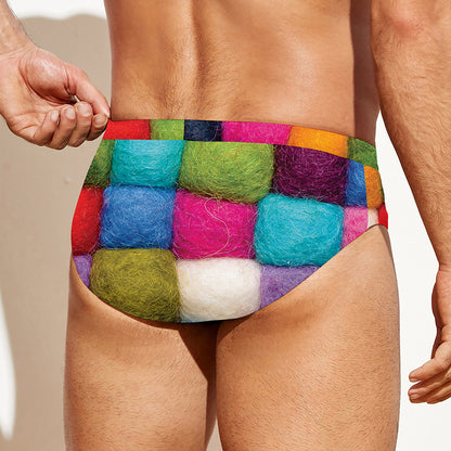 Colorful Yarn Balls Print Men's Swim Briefs