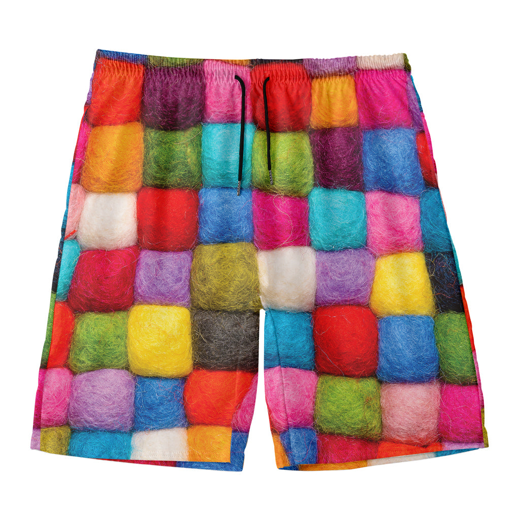 Colorful Yarn Balls Print Men's Swim Trunks