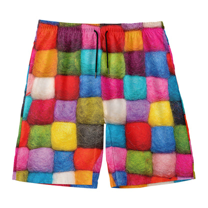 Colorful Yarn Balls Print Men's Swim Trunks
