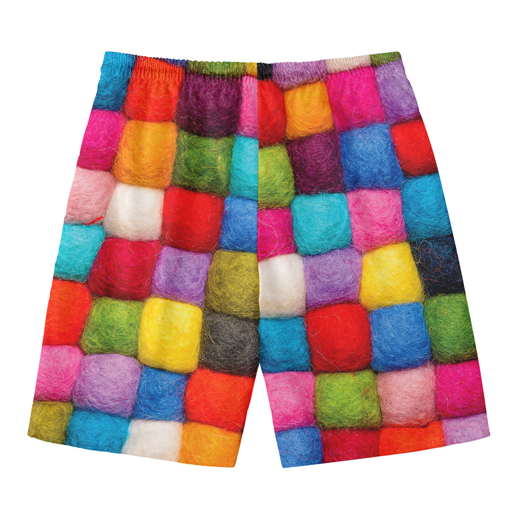 Colorful Yarn Balls Print Men's Swim Trunks