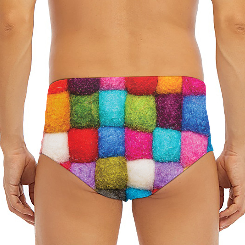 Colorful Yarn Balls Print Men's Triangle Swim Briefs