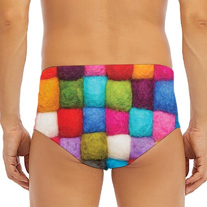 Colorful Yarn Balls Print Men's Triangle Swim Briefs