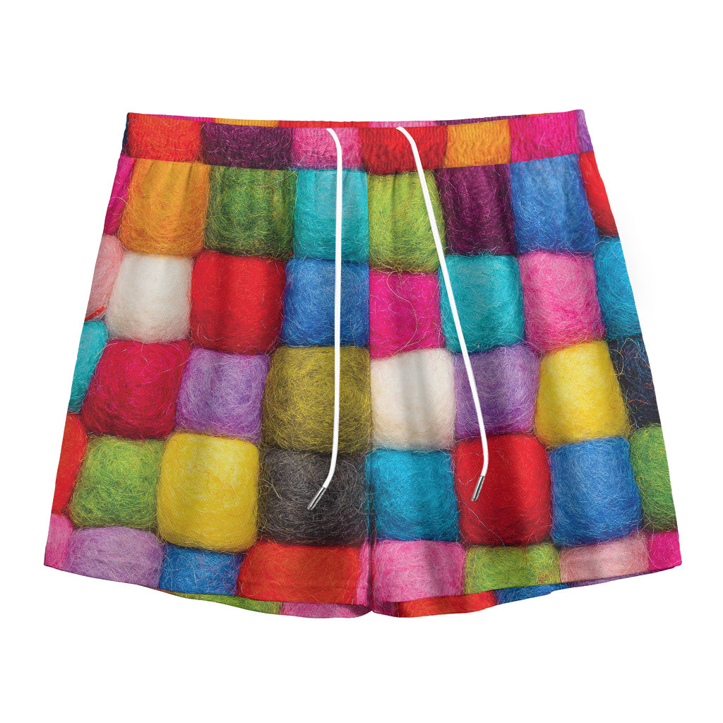Colorful Yarn Balls Print Mesh Shorts
