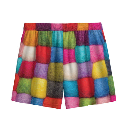 Colorful Yarn Balls Print Mesh Shorts