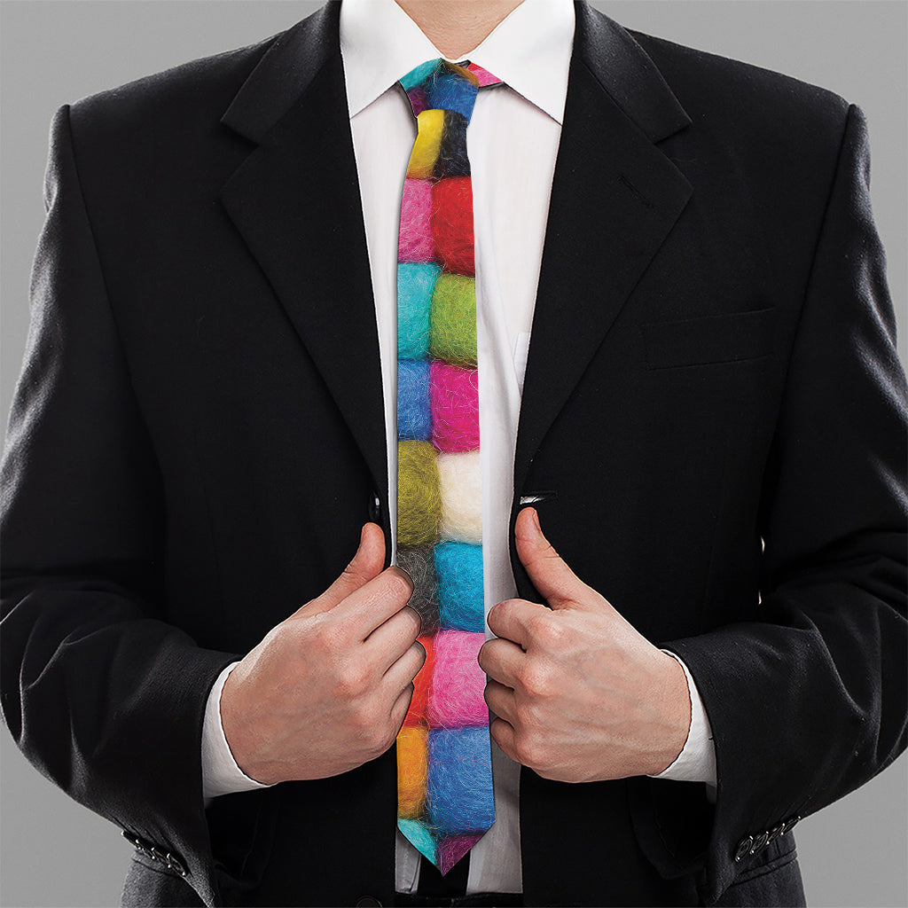 Colorful Yarn Balls Print Necktie