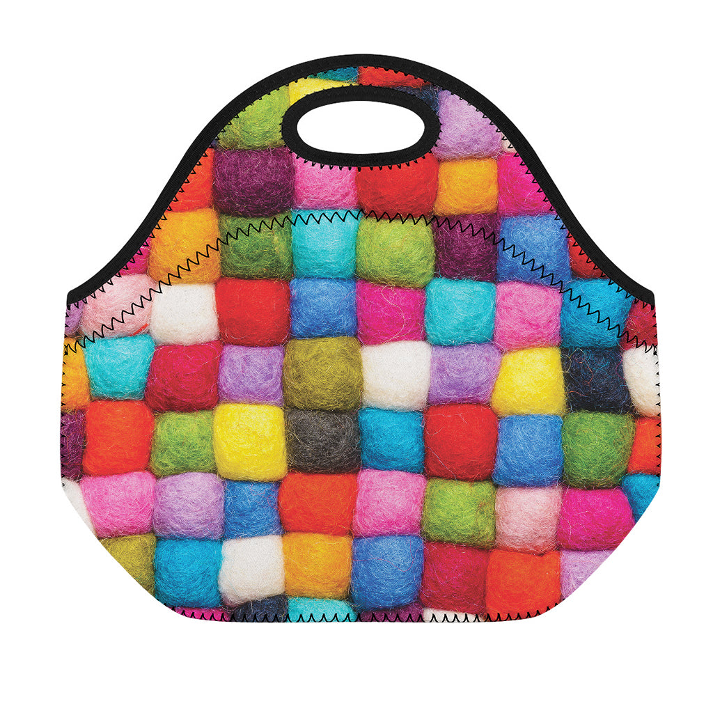 Colorful Yarn Balls Print Neoprene Lunch Bag