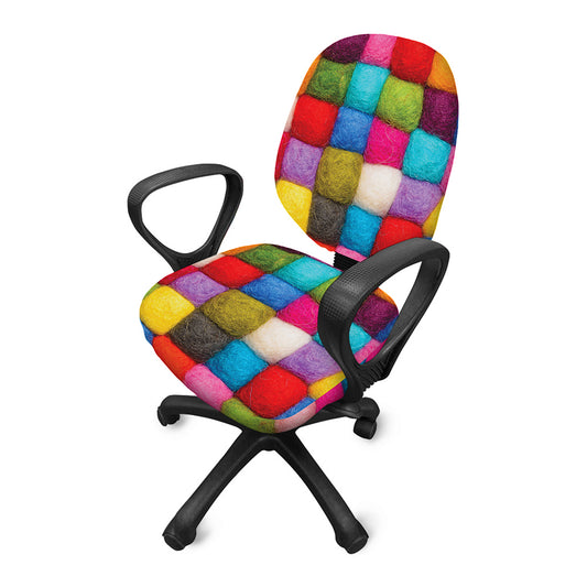 Colorful Yarn Balls Print Office Chair Cover