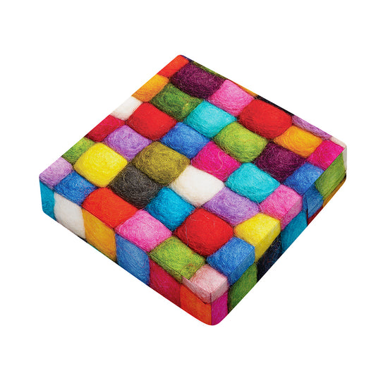 Colorful Yarn Balls Print Outdoor Seat Cushion Cover