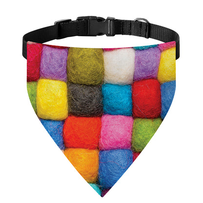 Colorful Yarn Balls Print Over The Collar Dog Bandana