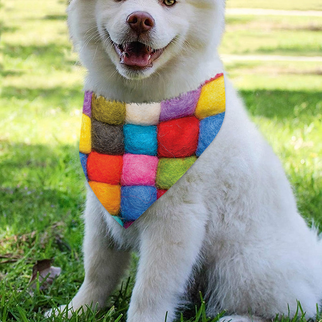 Colorful Yarn Balls Print Over The Collar Dog Bandana