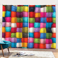 Colorful Yarn Balls Print Pencil Pleat Curtains