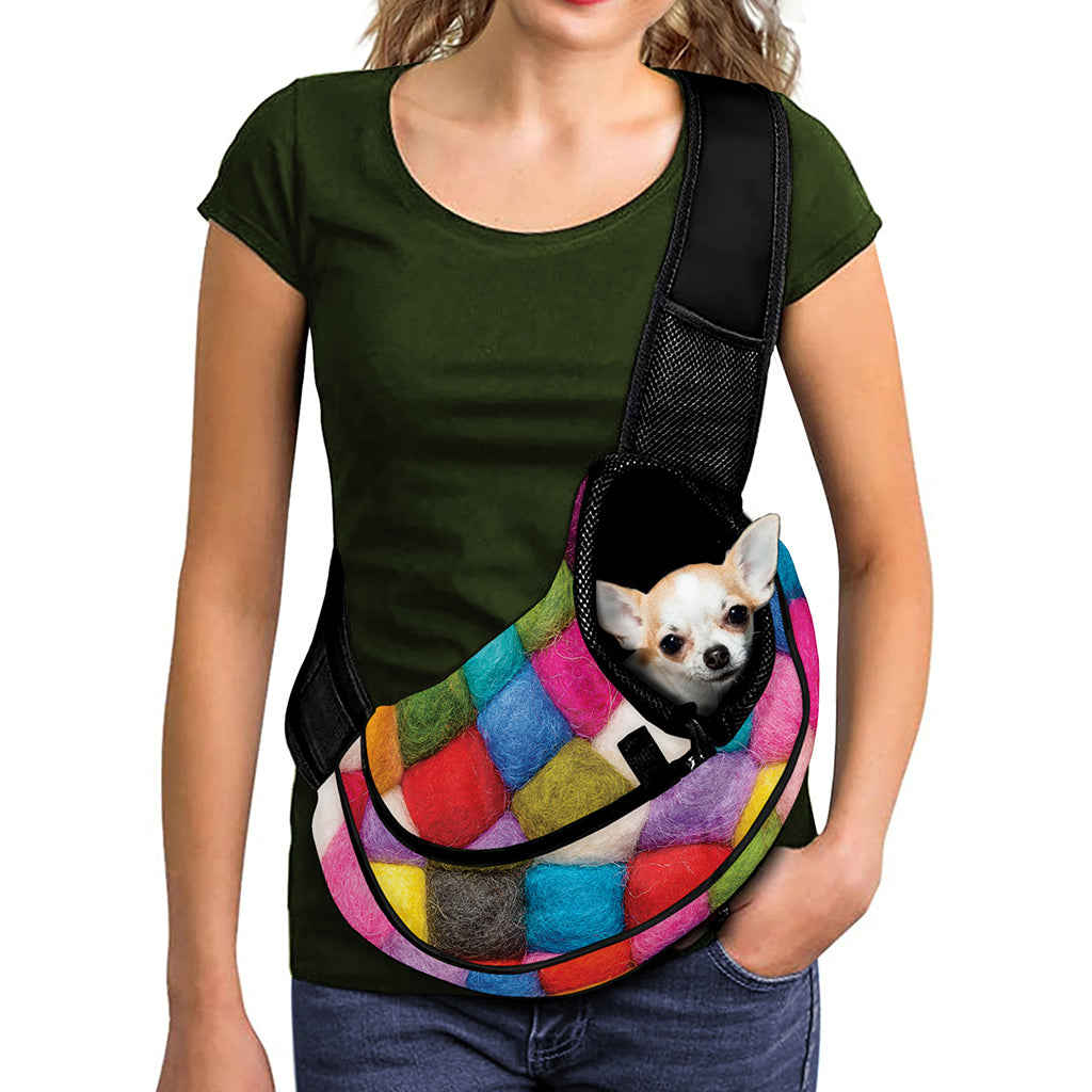 Colorful Yarn Balls Print Pet Sling Carrier