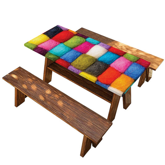 Colorful Yarn Balls Print Picnic Table Cover