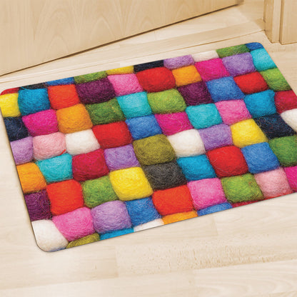 Colorful Yarn Balls Print Polyester Doormat