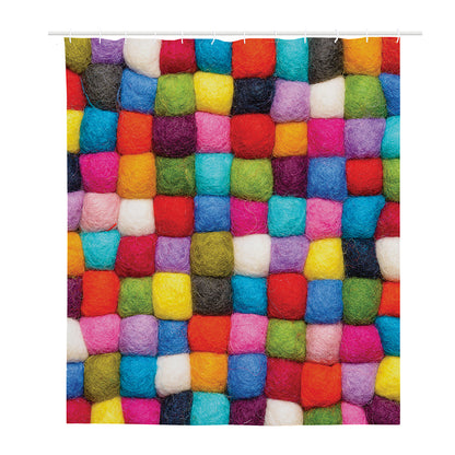 Colorful Yarn Balls Print Polyester Shower Curtain