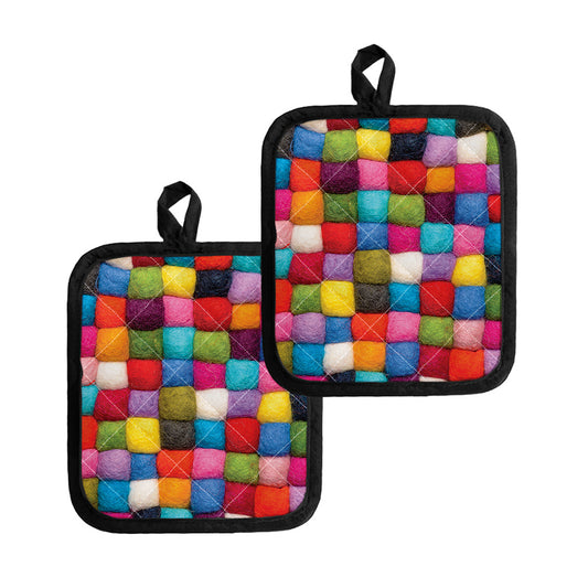 Colorful Yarn Balls Print Pot Holders