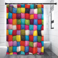 Colorful Yarn Balls Print Premium Shower Curtain