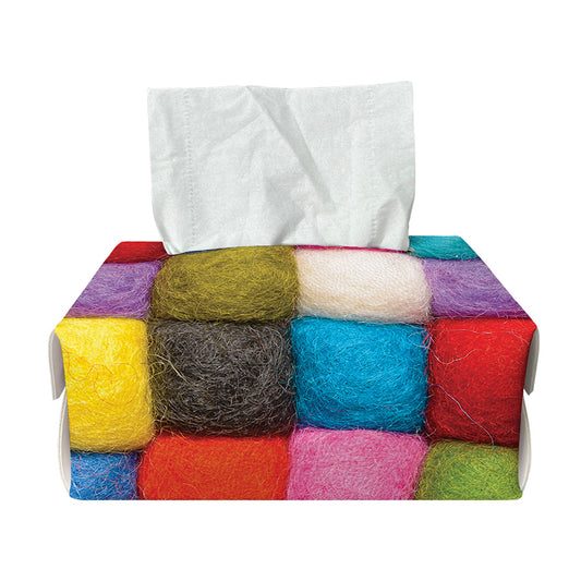 Colorful Yarn Balls Print Rectangle Tissue Box Cover