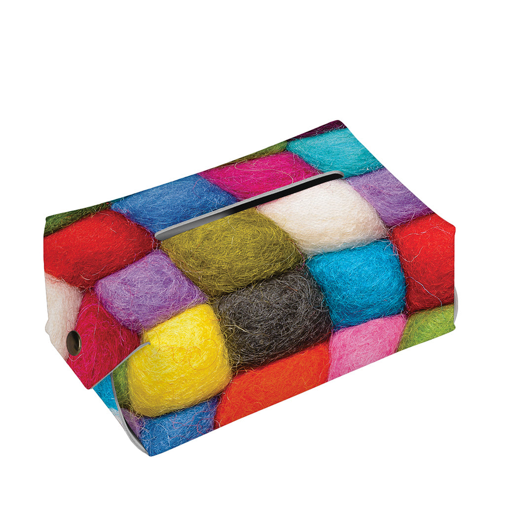 Colorful Yarn Balls Print Rectangle Tissue Box Cover
