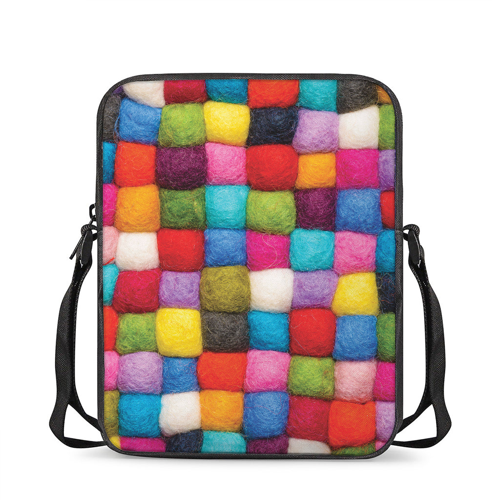 Colorful Yarn Balls Print Rectangular Crossbody Bag