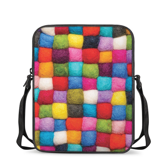 Colorful Yarn Balls Print Rectangular Crossbody Bag