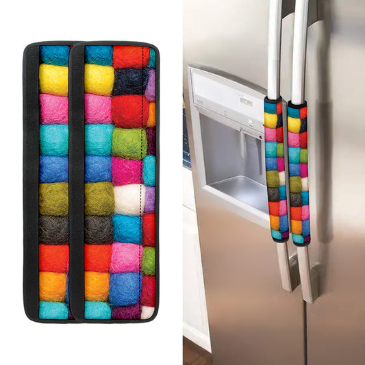 Colorful Yarn Balls Print Refrigerator Handle Covers