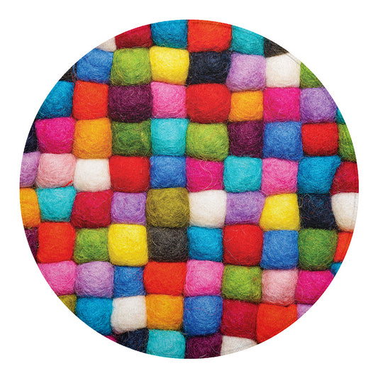 Colorful Yarn Balls Print Round Blanket