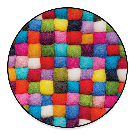 Colorful Yarn Balls Print Round Floor Mat