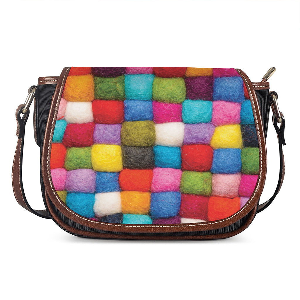 Colorful Yarn Balls Print Saddle Bag