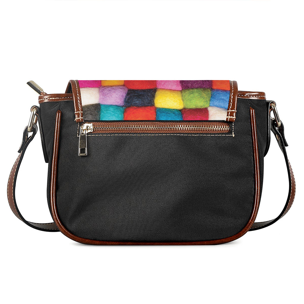 Colorful Yarn Balls Print Saddle Bag