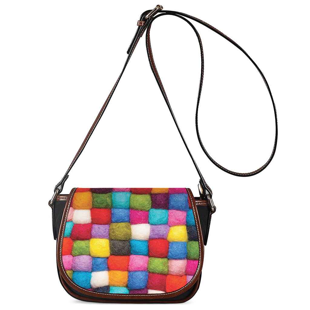 Colorful Yarn Balls Print Saddle Bag