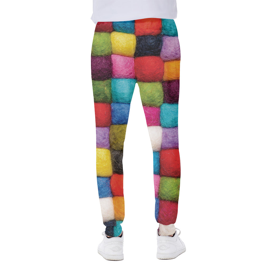 Colorful Yarn Balls Print Scuba Joggers