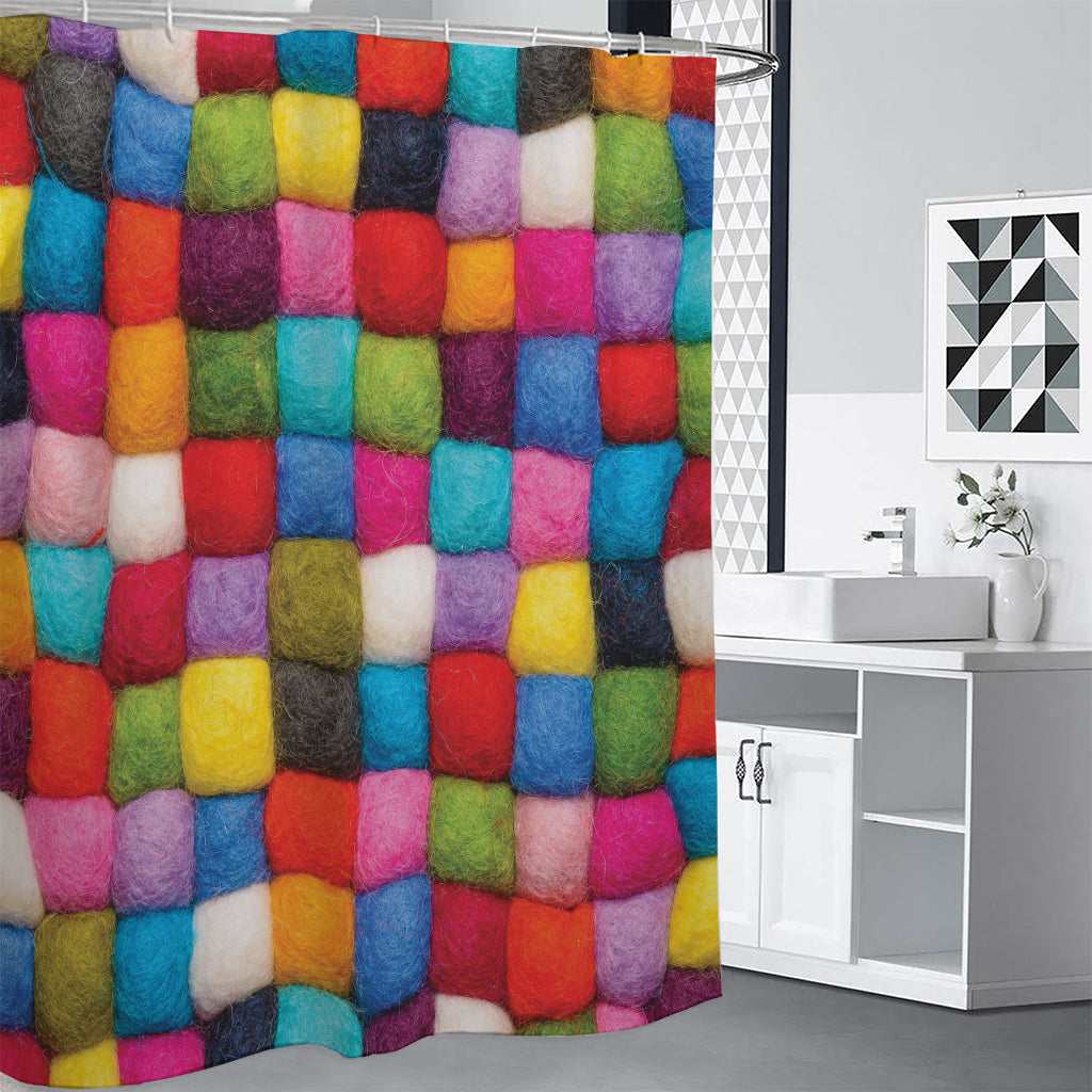 Colorful Yarn Balls Print Shower Curtain