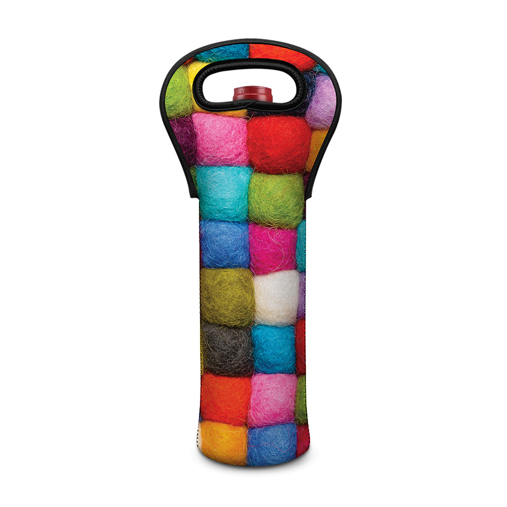 Colorful Yarn Balls Print Single Neoprene Wine Tote