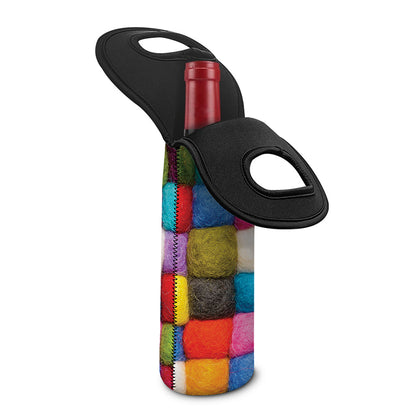 Colorful Yarn Balls Print Single Neoprene Wine Tote
