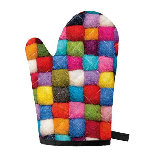 Colorful Yarn Balls Print Single Oven Mitt