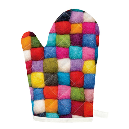 Colorful Yarn Balls Print Single Oven Mitt