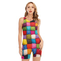 Colorful Yarn Balls Print Sleeveless One Piece Swimsuit