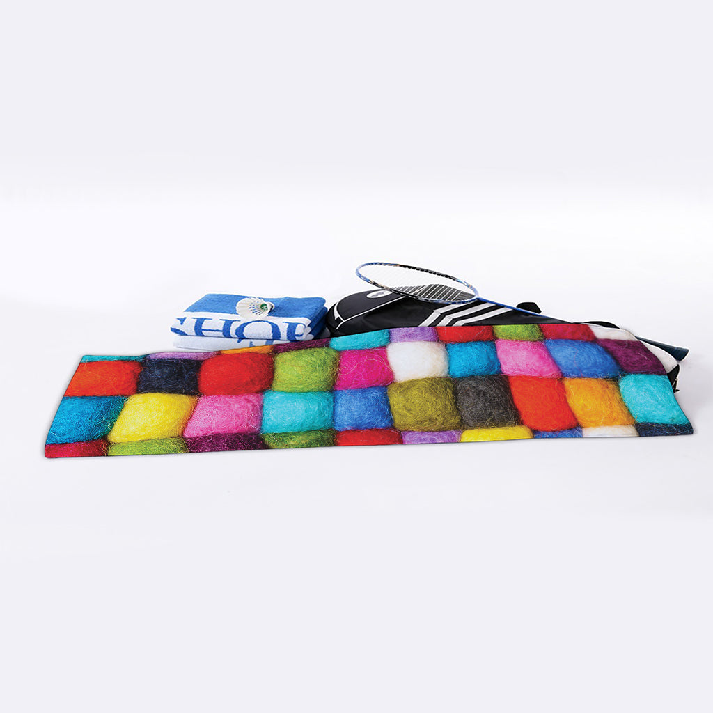 Colorful Yarn Balls Print Sports Towel