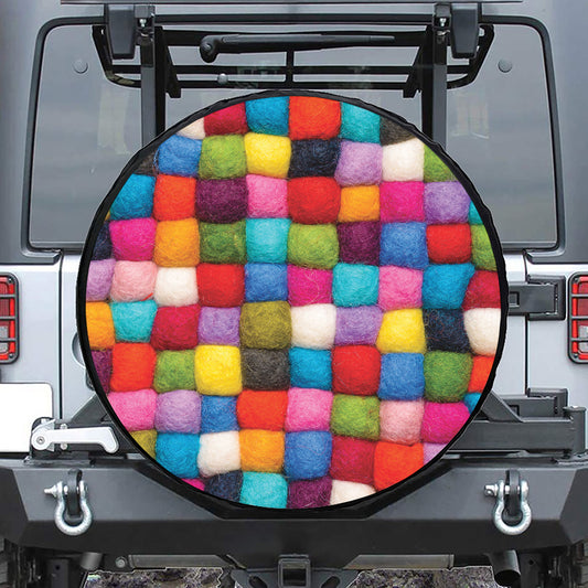 Colorful Yarn Balls Print Tire Cover