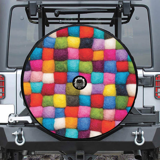 Colorful Yarn Balls Print Tire Cover With Camera Hole